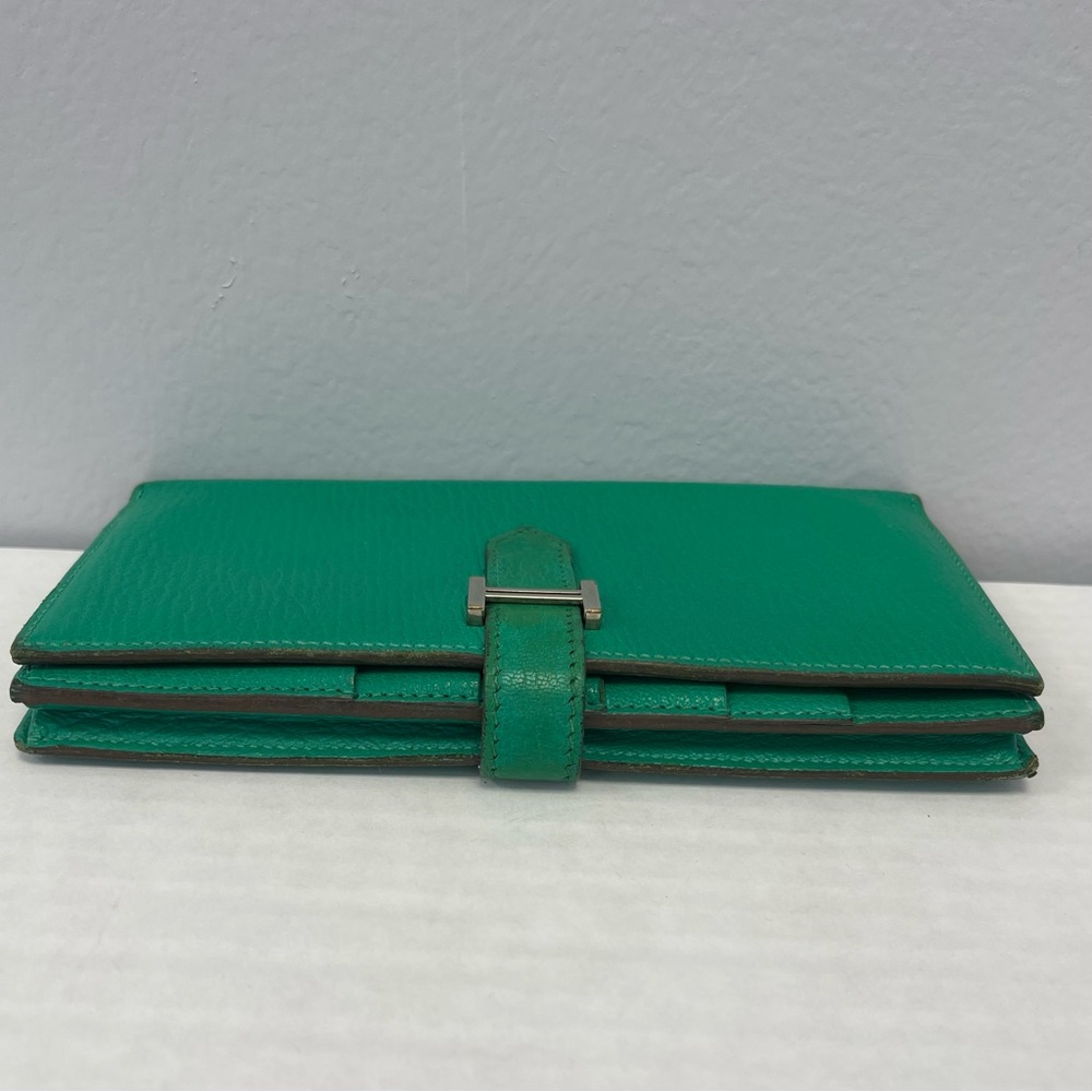 Hermès Bearn Soufflet Wallet in Green Epsom Leather - Preowned - Picture 9 of 15